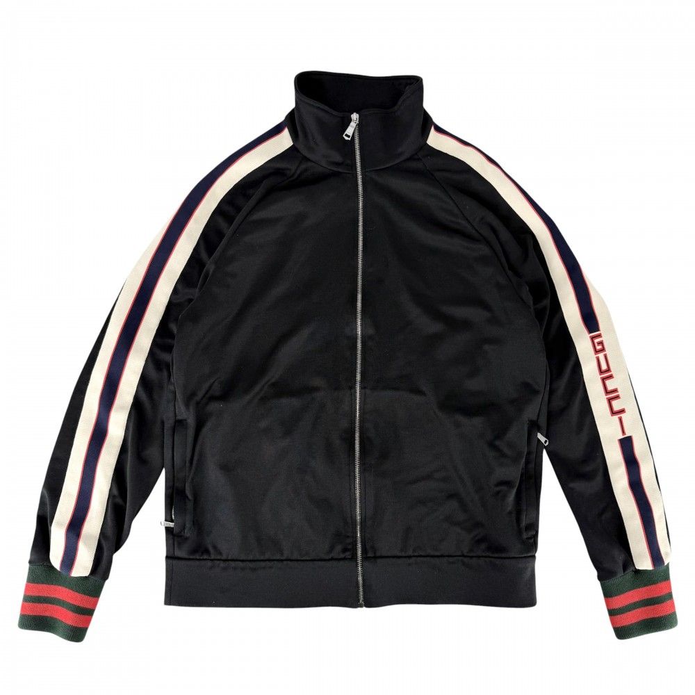 Gucci Jacket Sherry Line Technical Jersey Side M Black Silver Polyester Cotton