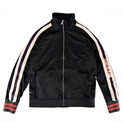 Gucci Jacket Sherry Line Technical Jersey Side M Black Silver Polyester Cotton
