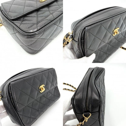 Chanel Shoulder Bag Quilted Chain Pochette Turnlock CC Logo Bag Caviar Leather — view 6