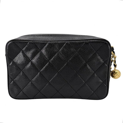 Chanel Shoulder Bag Quilted Chain Pochette Turnlock CC Logo Bag Caviar Leather — view 2