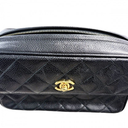 Chanel Shoulder Bag Quilted Chain Pochette Turnlock CC Logo Bag Caviar Leather — view 8
