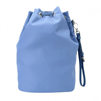 Prada Handbag Pouch Drawstring Nylon Leather Light Blue Silver — view 2