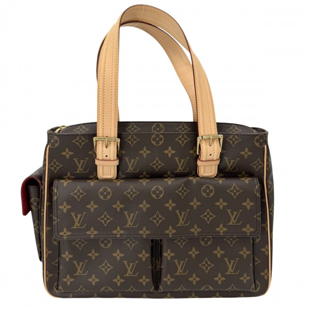 Louis Vuitton Tote Multiplicity Handbag Shoulder Monogram Canvas Brown Gold