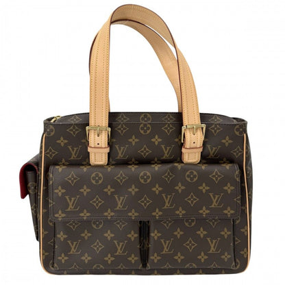 Louis Vuitton Tote Multiplicity Handbag Shoulder Monogram Canvas Brown Gold