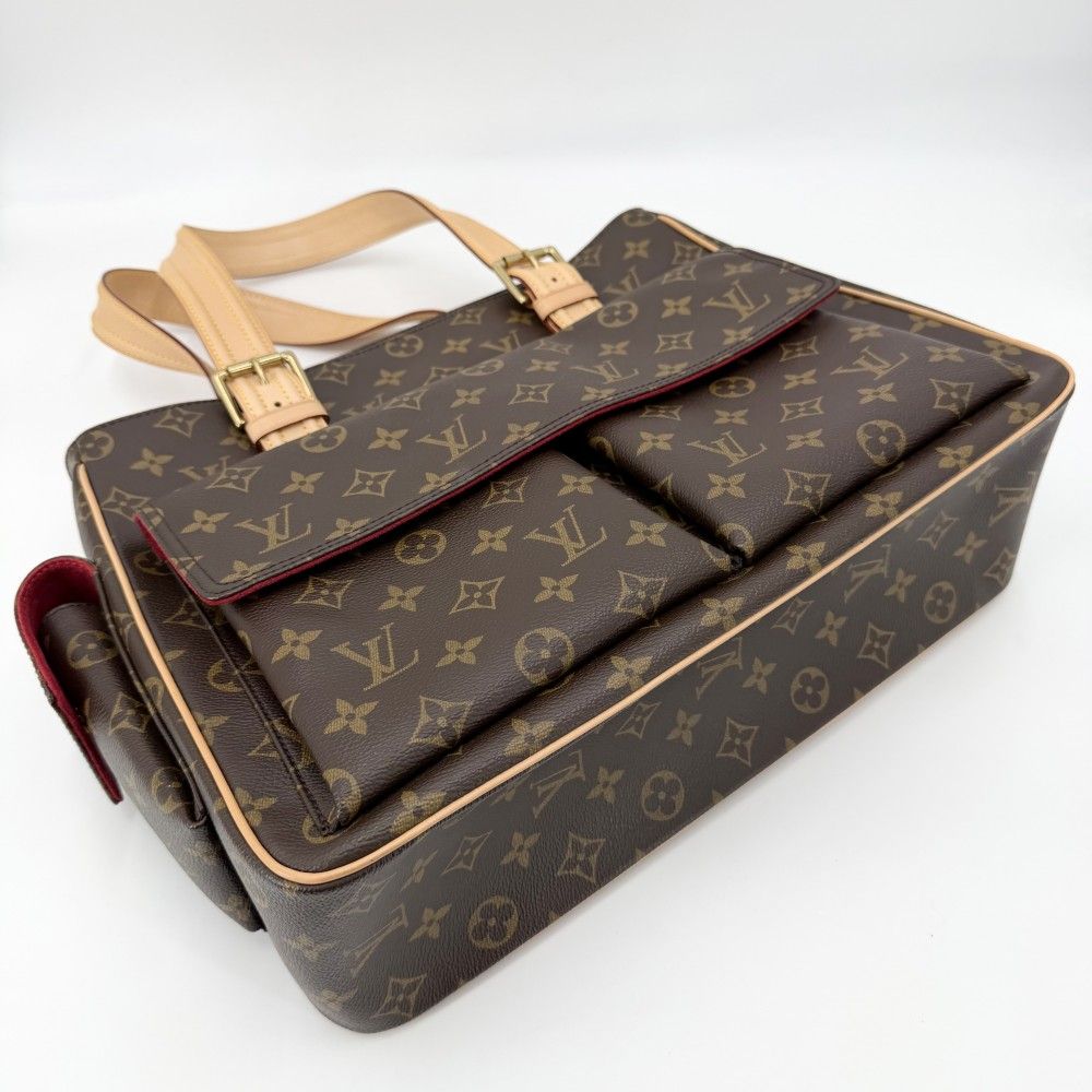 Louis Vuitton Tote Multiplicity Handbag Shoulder Monogram Canvas Brown Gold — view 3