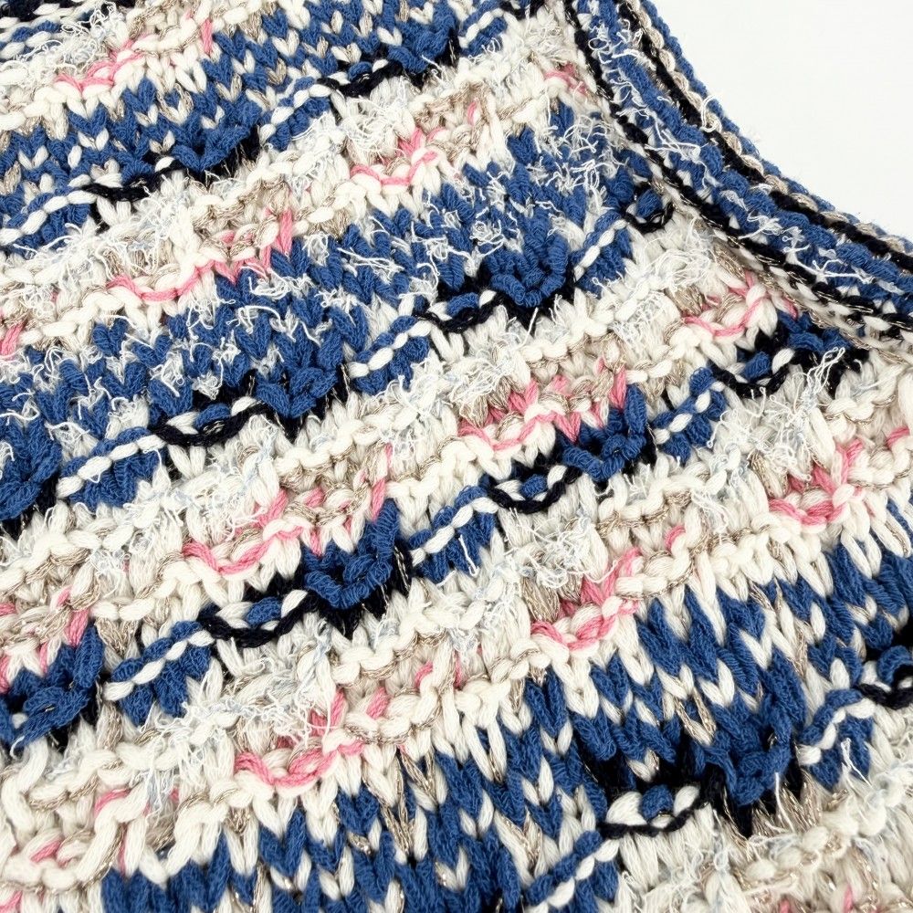 Chanel Dress Tweed Sleeveless 36 Blue White Rayon Cotton — view 8