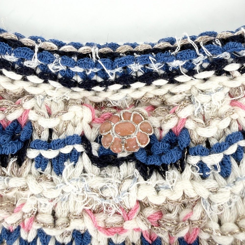 Chanel Dress Tweed Sleeveless 36 Blue White Rayon Cotton — view 6