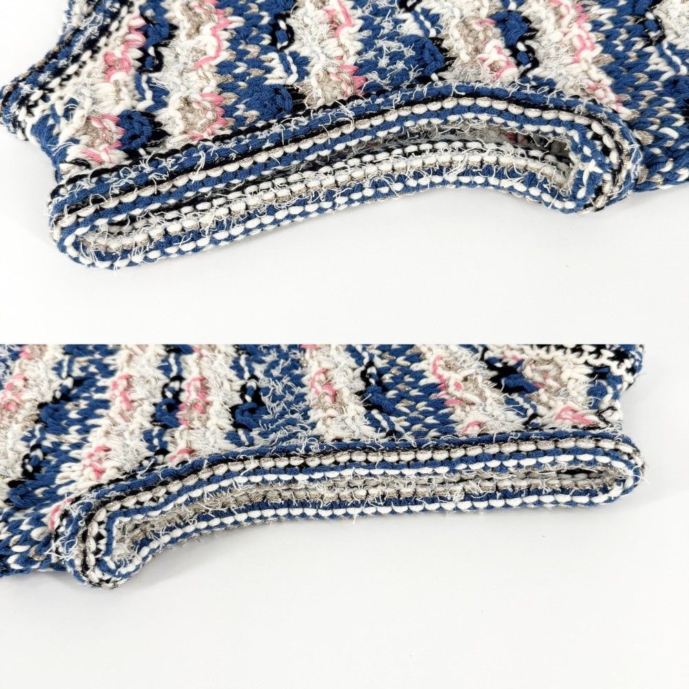 Chanel Dress Tweed Sleeveless 36 Blue White Rayon Cotton — view 3