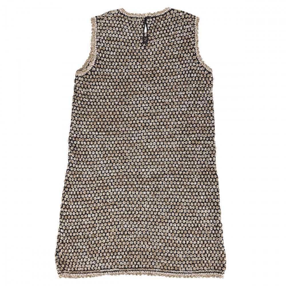 Chanel Dress Sleeveless 36 Blue Brown Rayon Nylon Spring Summer — view 2