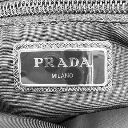 Prada Belt Bag Shoulder Crossbody Triangle Logo Re-Nylon Leather Black Silver — view 5