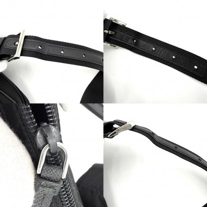 Prada Belt Bag Shoulder Crossbody Triangle Logo Re-Nylon Leather Black Silver — view 8