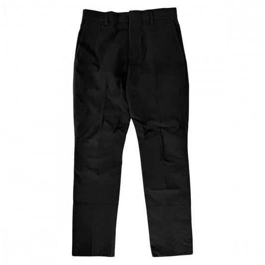 Louis Vuitton Monogram Embossed Trousers 36 Black Silver Cotton Nylon All