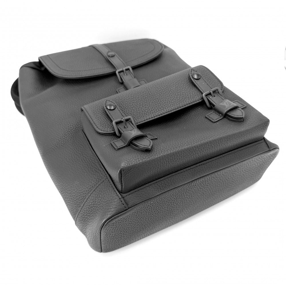 Louis Vuitton Backpack Christopher Slim Leather Black Silver — view 3
