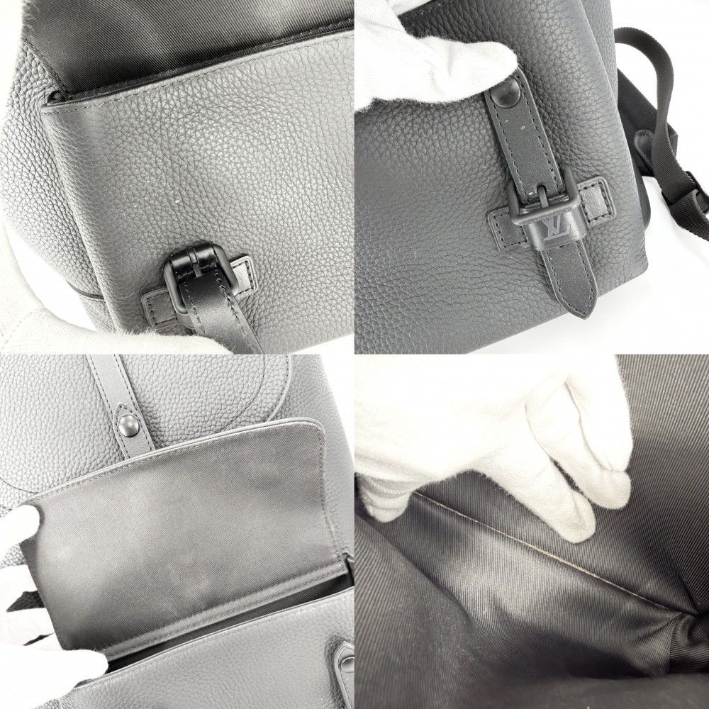 Louis Vuitton Backpack Christopher Slim Leather Black Silver — view 8