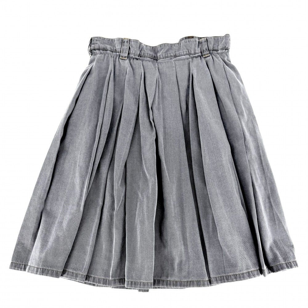 Miu Miu Skirt Logo Pleated 38 Gray Yellow Cotton — view 2