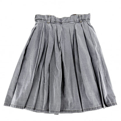 Miu Miu Skirt Logo Pleated 38 Gray Yellow Cotton — view 2