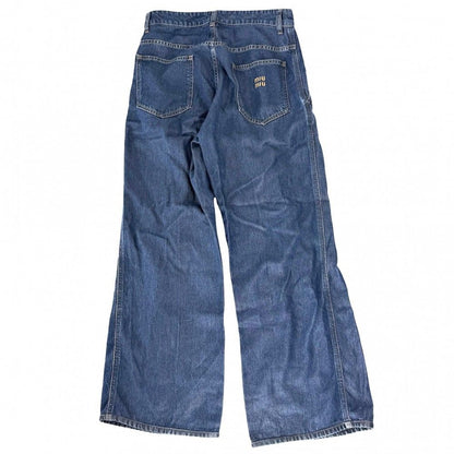 Miu Miu Denim Pants Back Logo Bottom 38 Indigo Lyocell — view 2