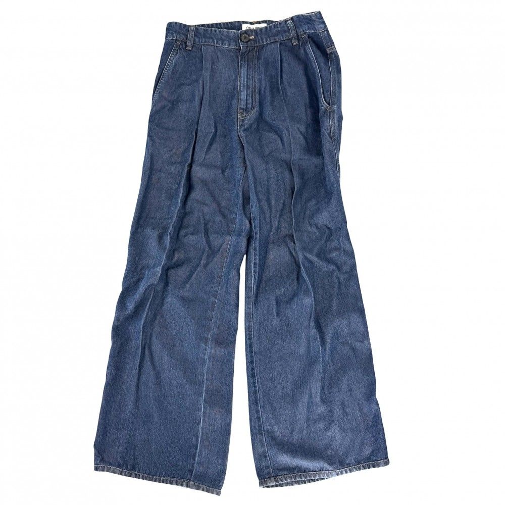 Miu Miu Denim Pants Back Logo Bottom 38 Indigo Lyocell