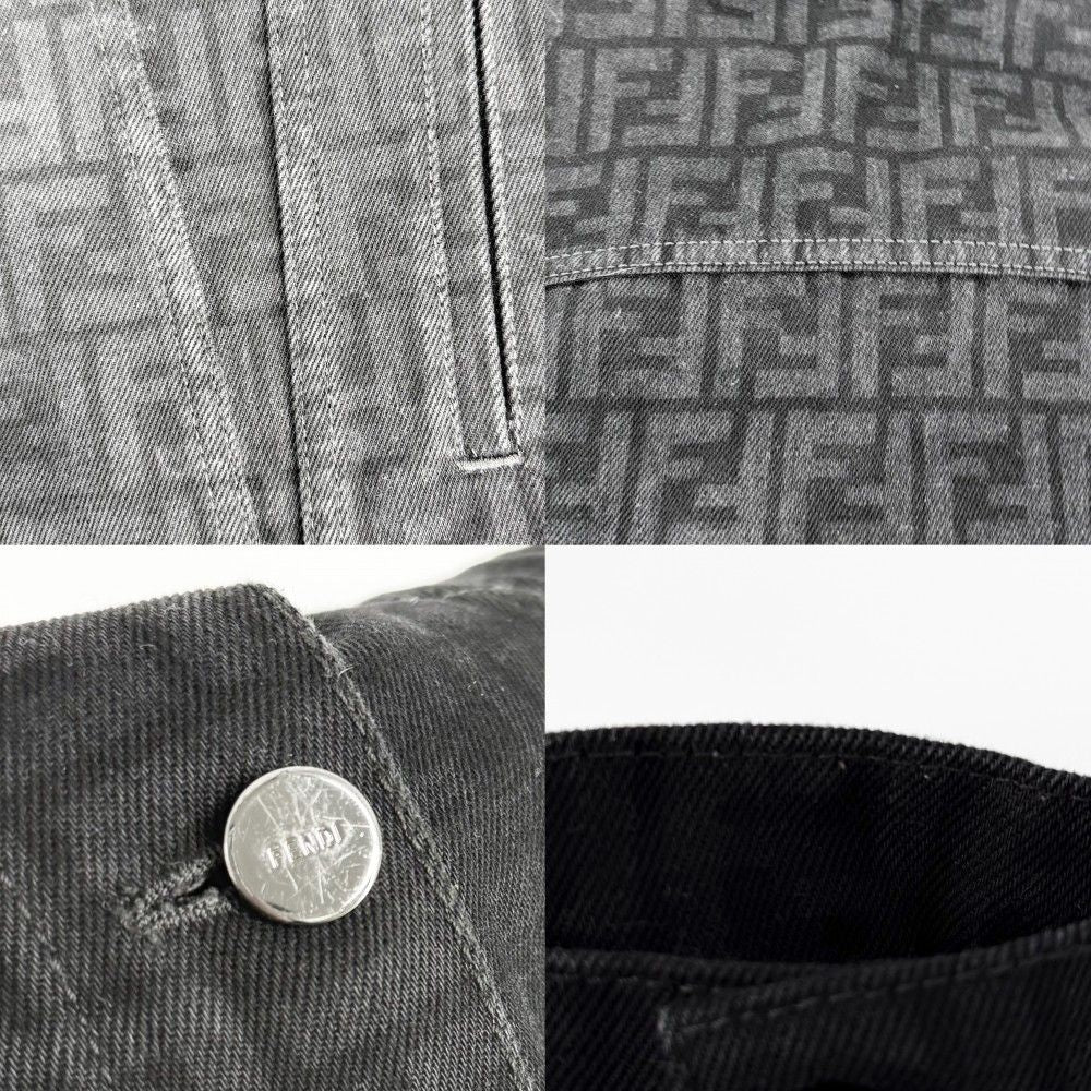 Fendi Denim Jacket Zucca All Over Pattern Logo 38 Black Silver Cotton — view 6