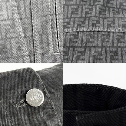 Fendi Denim Jacket Zucca All Over Pattern Logo 38 Black Silver Cotton — view 6