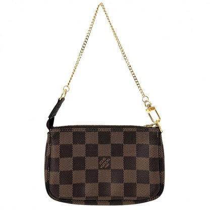 Louis Vuitton Handbag Mini Pochette Accessoires Damier Canvas Brown Gold