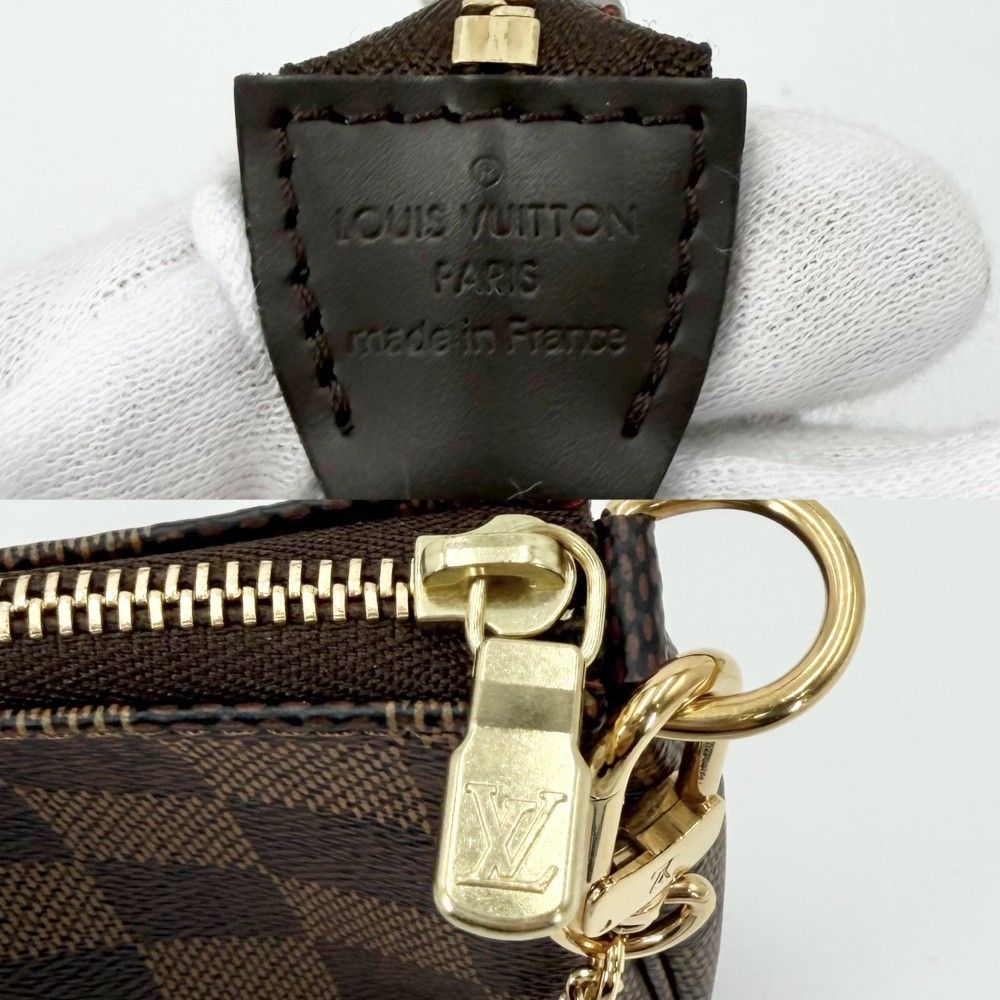 Louis Vuitton Handbag Mini Pochette Accessoires Damier Canvas Brown Gold — view 5