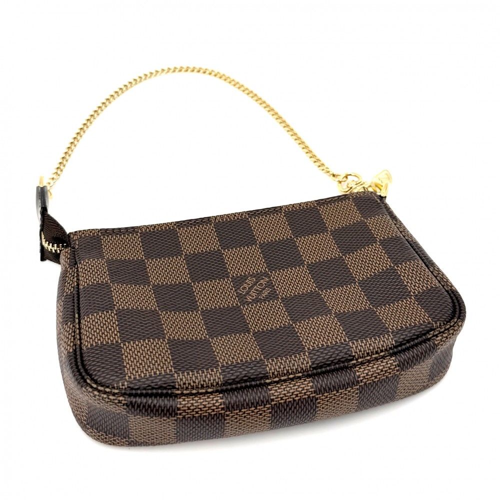 Louis Vuitton Handbag Mini Pochette Accessoires Damier Canvas Brown Gold — view 3