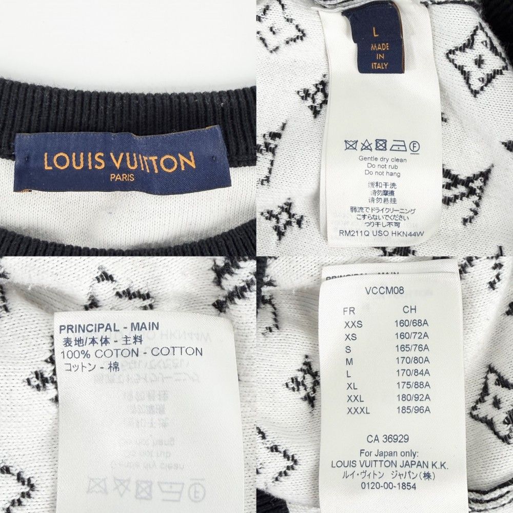 Louis Vuitton Knit Monogram Gradient Top Long Sleeve L Black Cotton Sweater — view 4