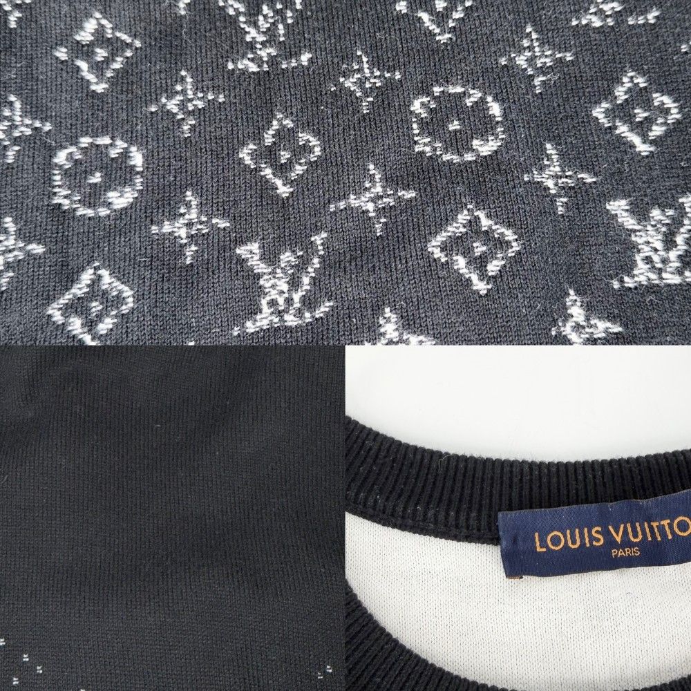 Louis Vuitton Knit Monogram Gradient Top Long Sleeve L Black Cotton Sweater — view 5
