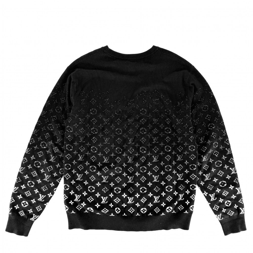 Louis Vuitton Knit Monogram Gradient Top Long Sleeve L Black Cotton Sweater — view 2
