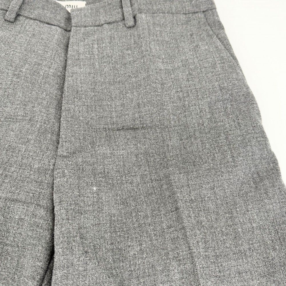 Miu Miu Pants Back Logo Bottom Trousers 38 Gray Wool — view 5