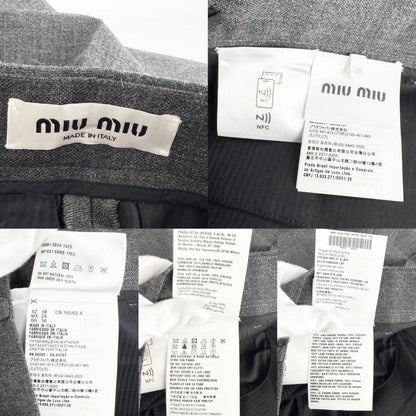 Miu Miu Pants Back Logo Bottom Trousers 38 Gray Wool — view 3