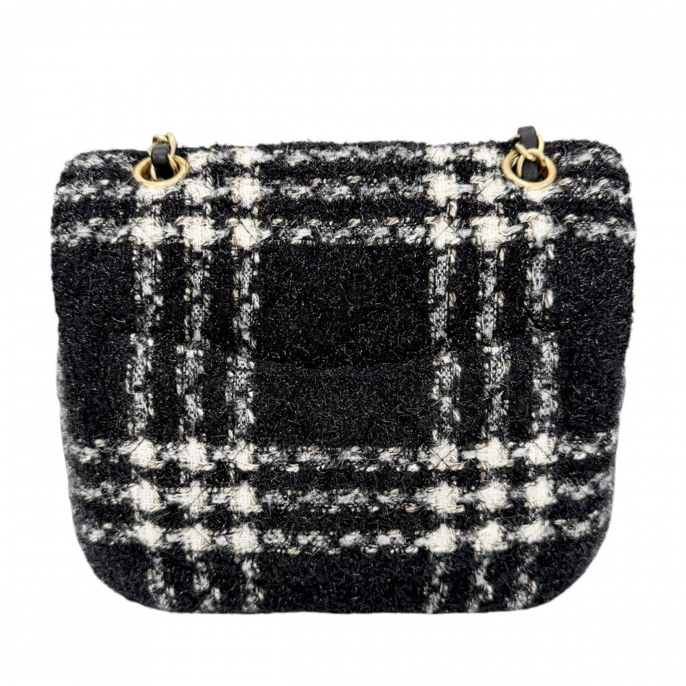 Chanel Shoulder Bag CC Logo Double Chain Turnlock Bag Crossbody Tweed Wool — view 2