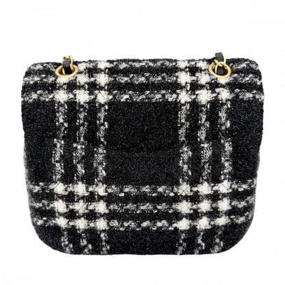 Chanel Shoulder Bag CC Logo Double Chain Turnlock Bag Crossbody Tweed Wool — view 2
