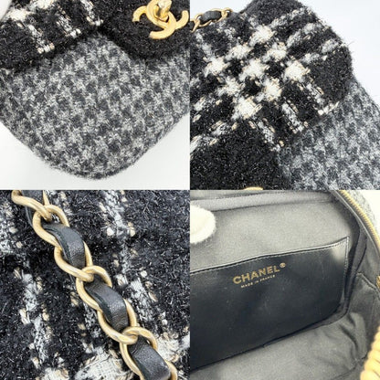 Chanel Shoulder Bag CC Logo Double Chain Turnlock Bag Crossbody Tweed Wool — view 7