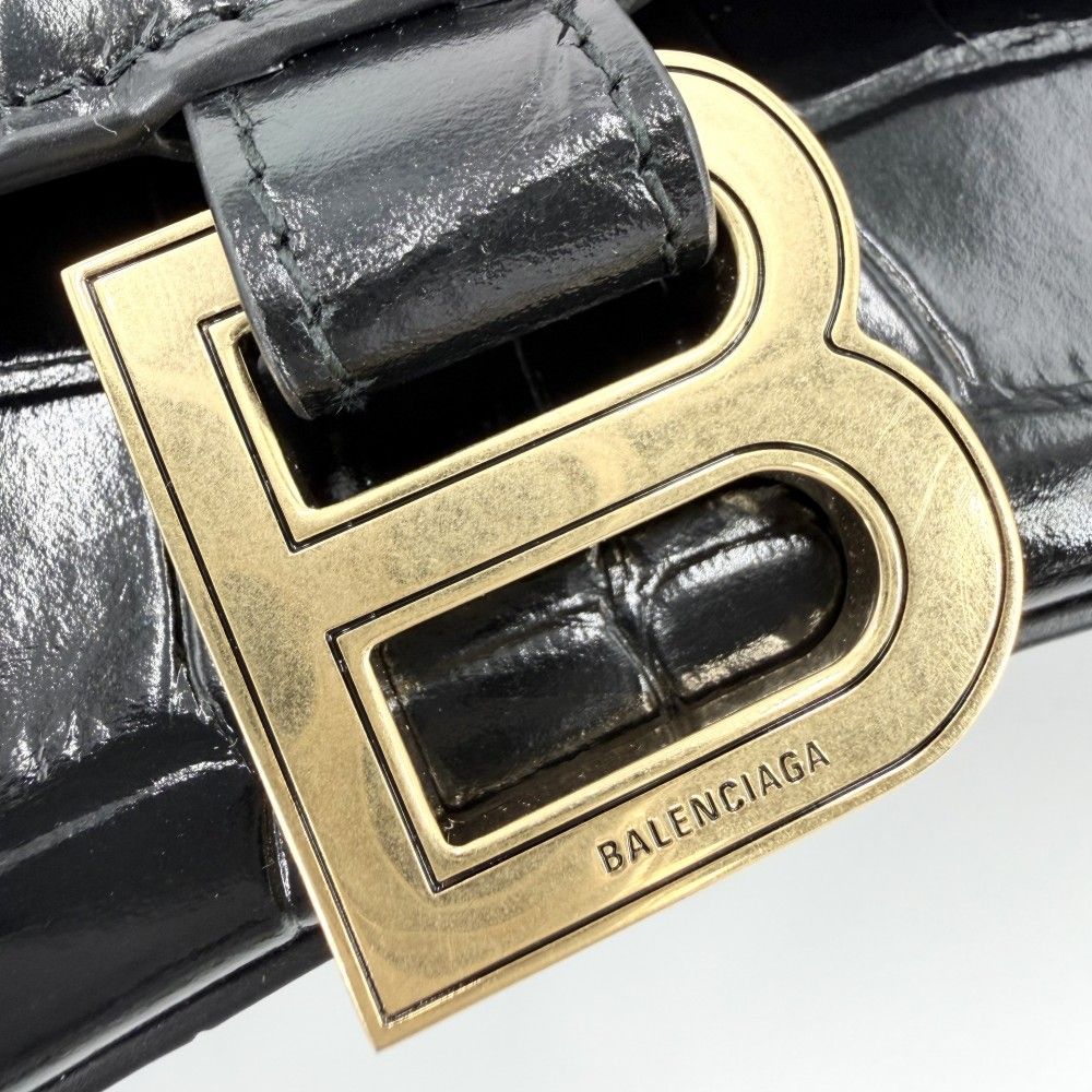 Balenciaga 2-Way Hourglass Small Shoulder Bag Crossbody Croco — view 8