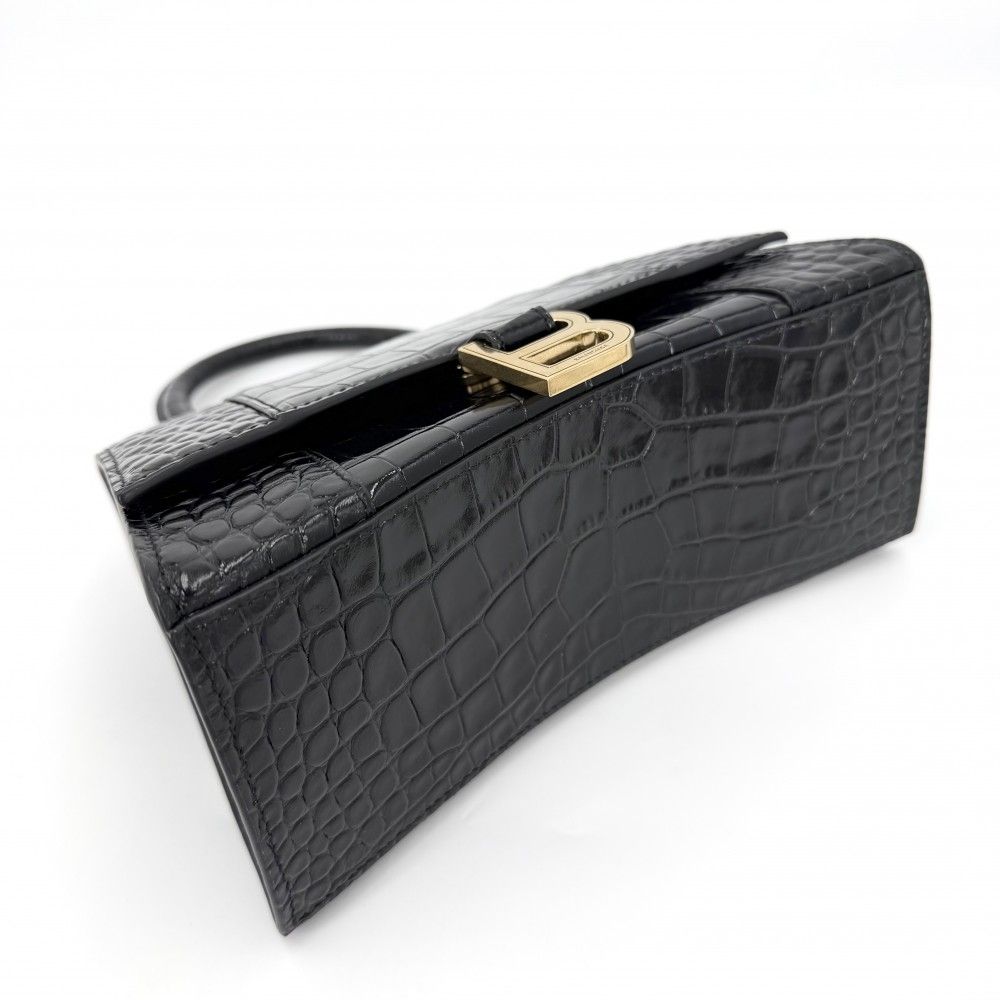Balenciaga 2-Way Hourglass Small Shoulder Bag Crossbody Croco — view 3