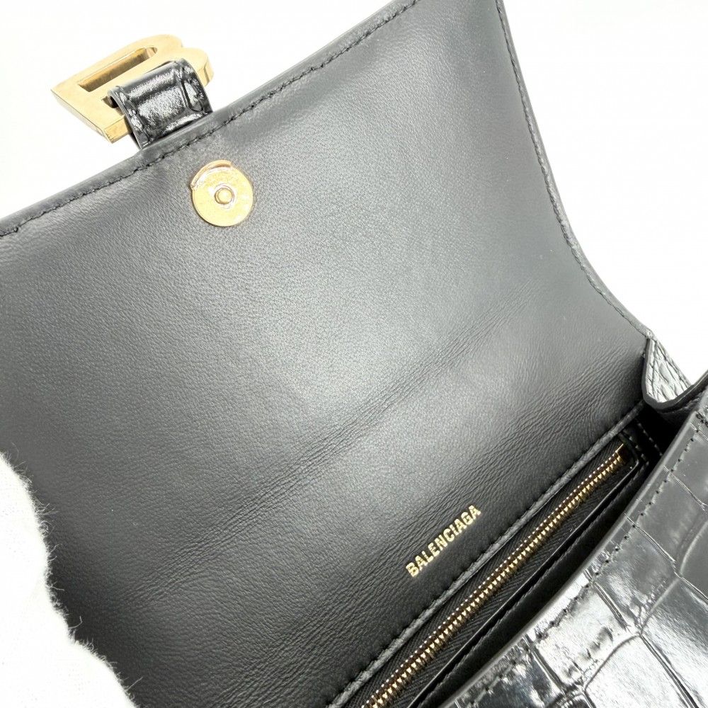 Balenciaga 2-Way Hourglass Small Shoulder Bag Crossbody Croco — view 6