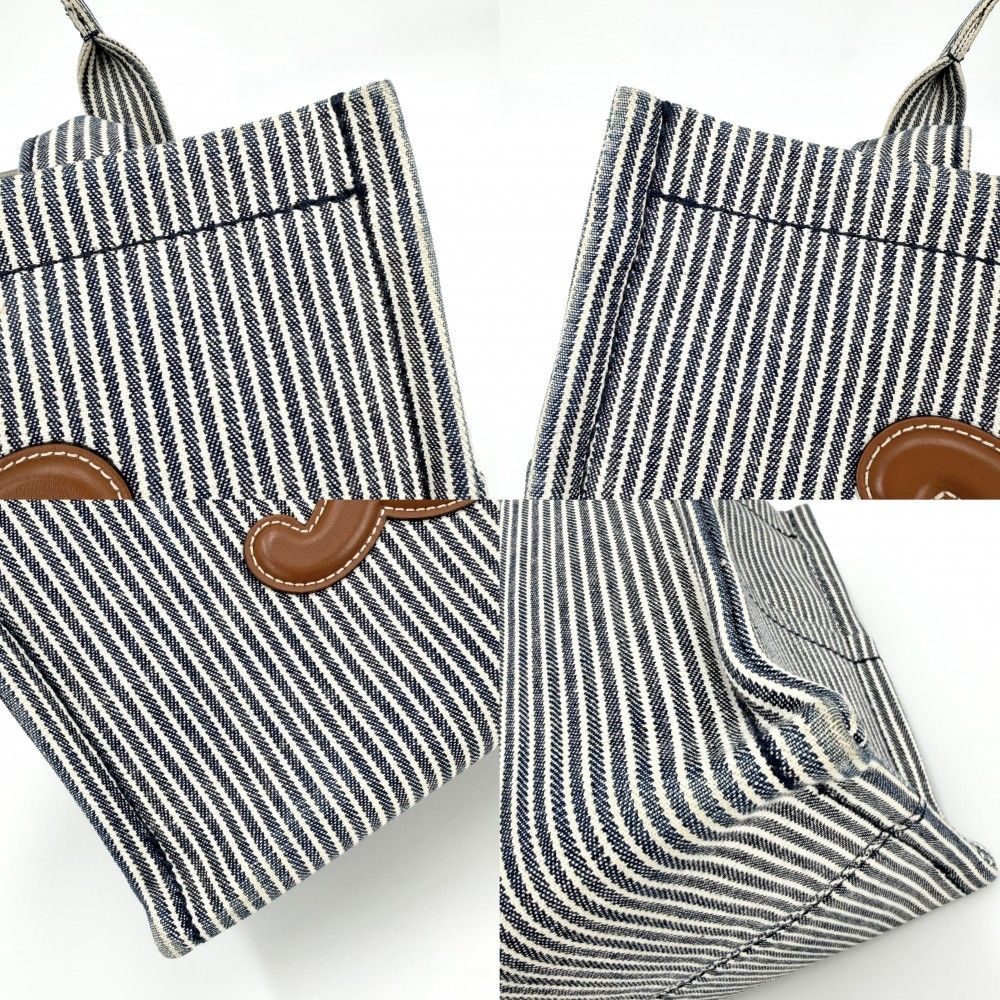 Celine 2-Way Triomphe Small Cabas Thais Shoulder Bag Crossbody Stripe Tote — view 6