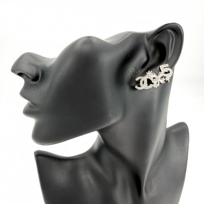 Chanel Earrings CC Logo Clover Line Stone Silver — view 2