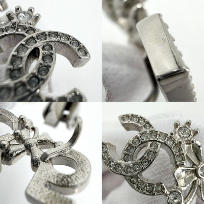 Chanel Earrings CC Logo Clover Line Stone Silver — view 6