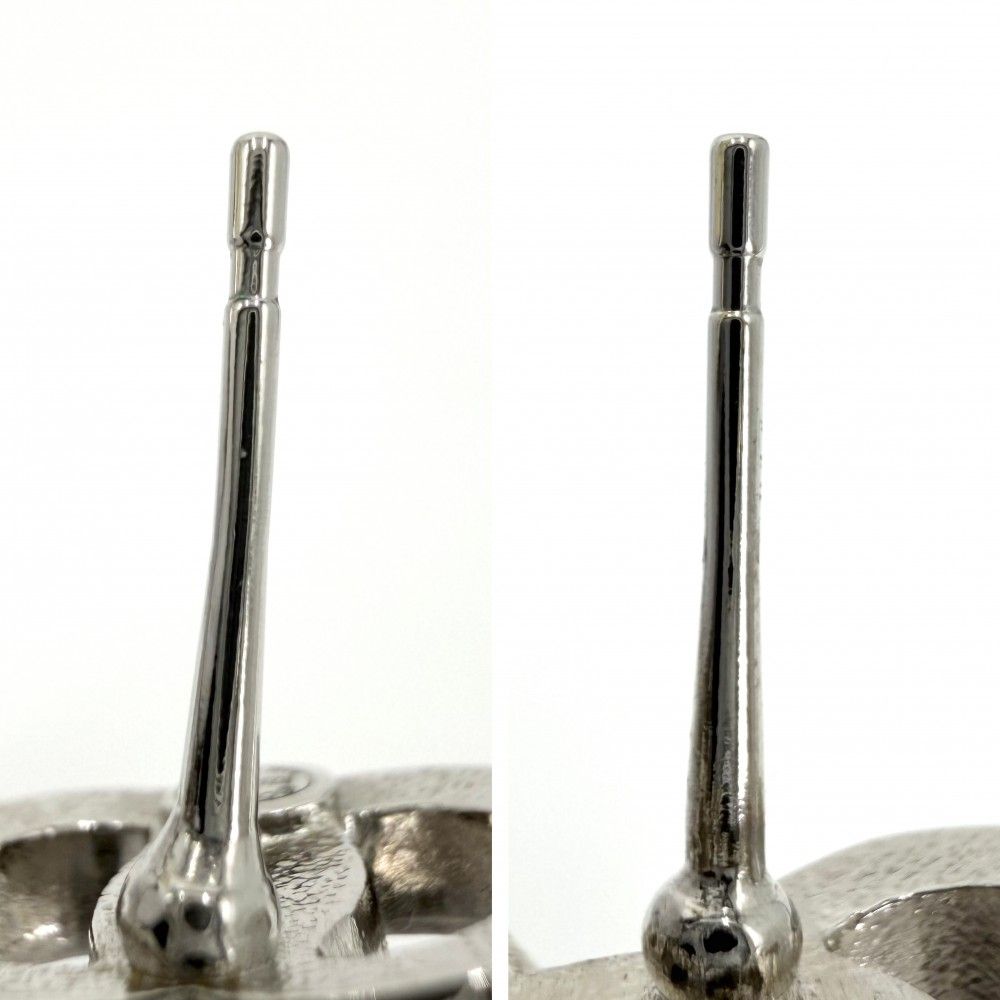 Chanel Earrings CC Logo Clover Line Stone Silver — view 3