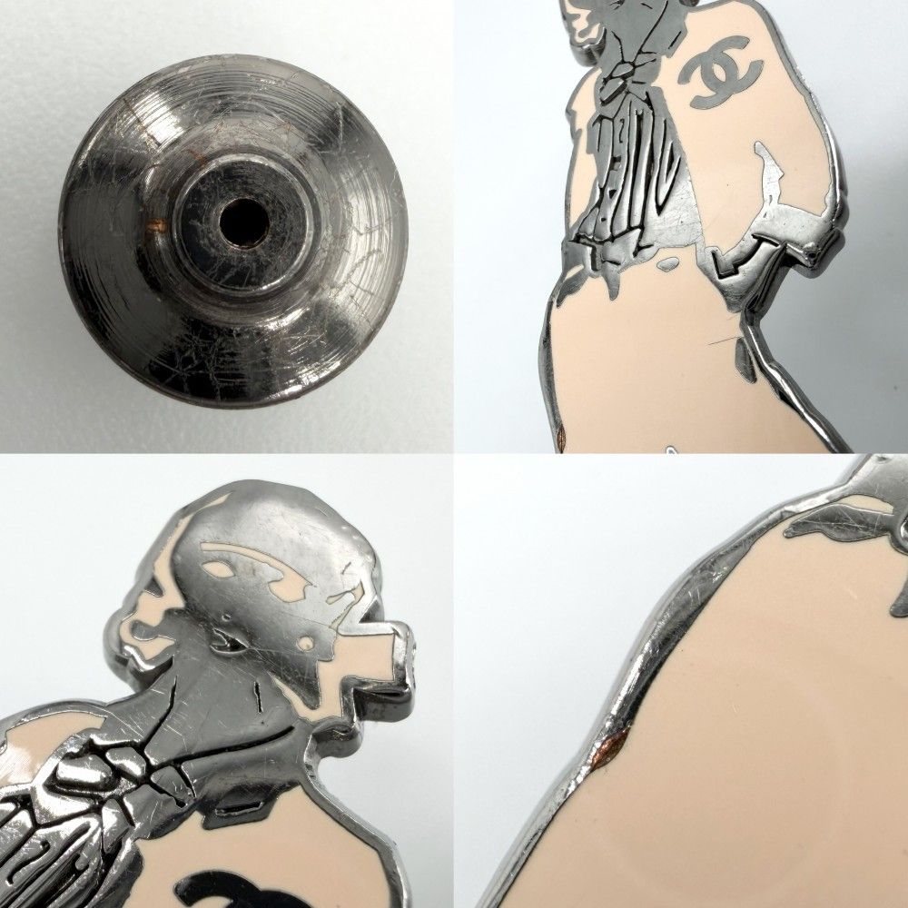 Chanel Brooch CC Logo Mademoiselle Coco Beige Silver — view 5