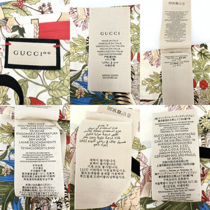Gucci Shawl Anniversary Floral Pattern Large Scarf Flower Silk Beige Red — view 3