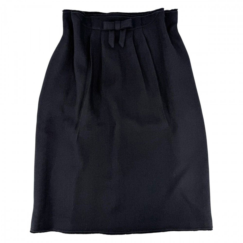 Prada Skirt Ribbon Midi 36 Navy Wool
