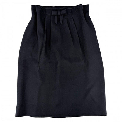Prada Skirt Ribbon Midi 36 Navy Wool