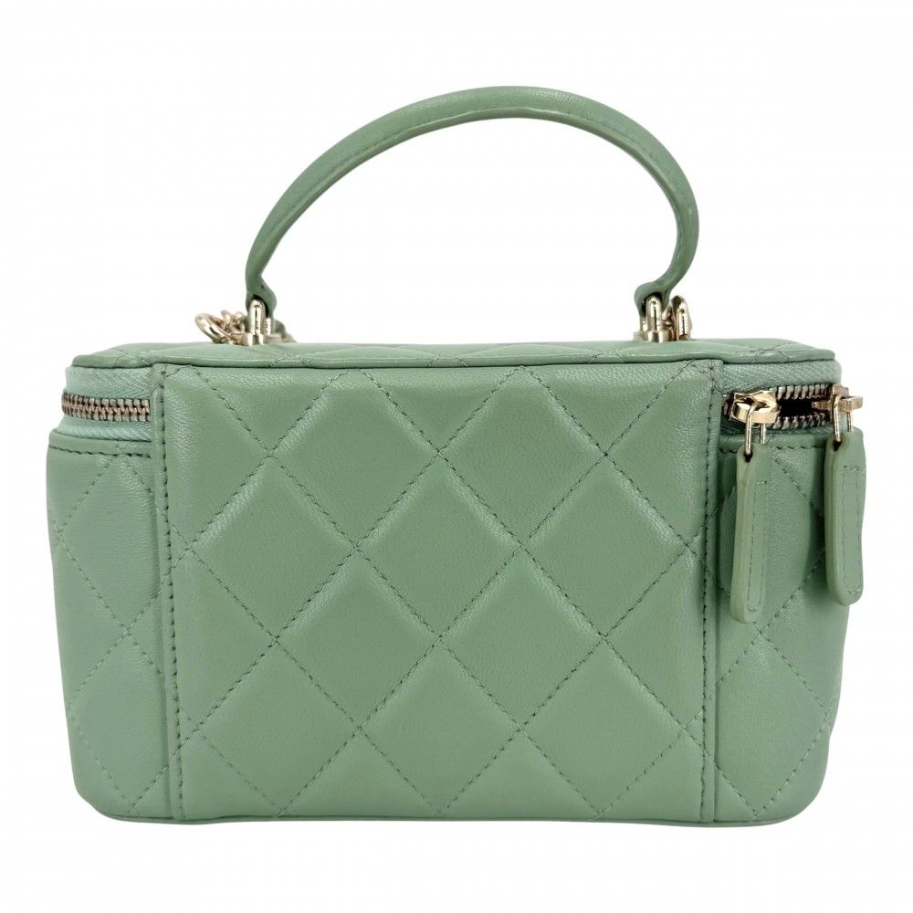 Chanel 2-Way Quilted Vanity Chain Shoulder Bag Mini Pochette Crossbody CC Logo — view 2