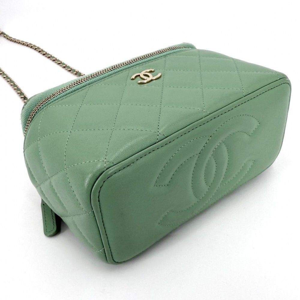 Chanel 2-Way Quilted Vanity Chain Shoulder Bag Mini Pochette Crossbody CC Logo — view 3