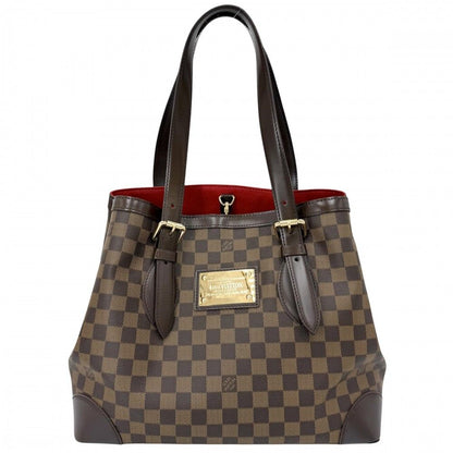 Louis Vuitton Tote Hampstead MM Handbag Shoulder Damier Canvas Brown Gold