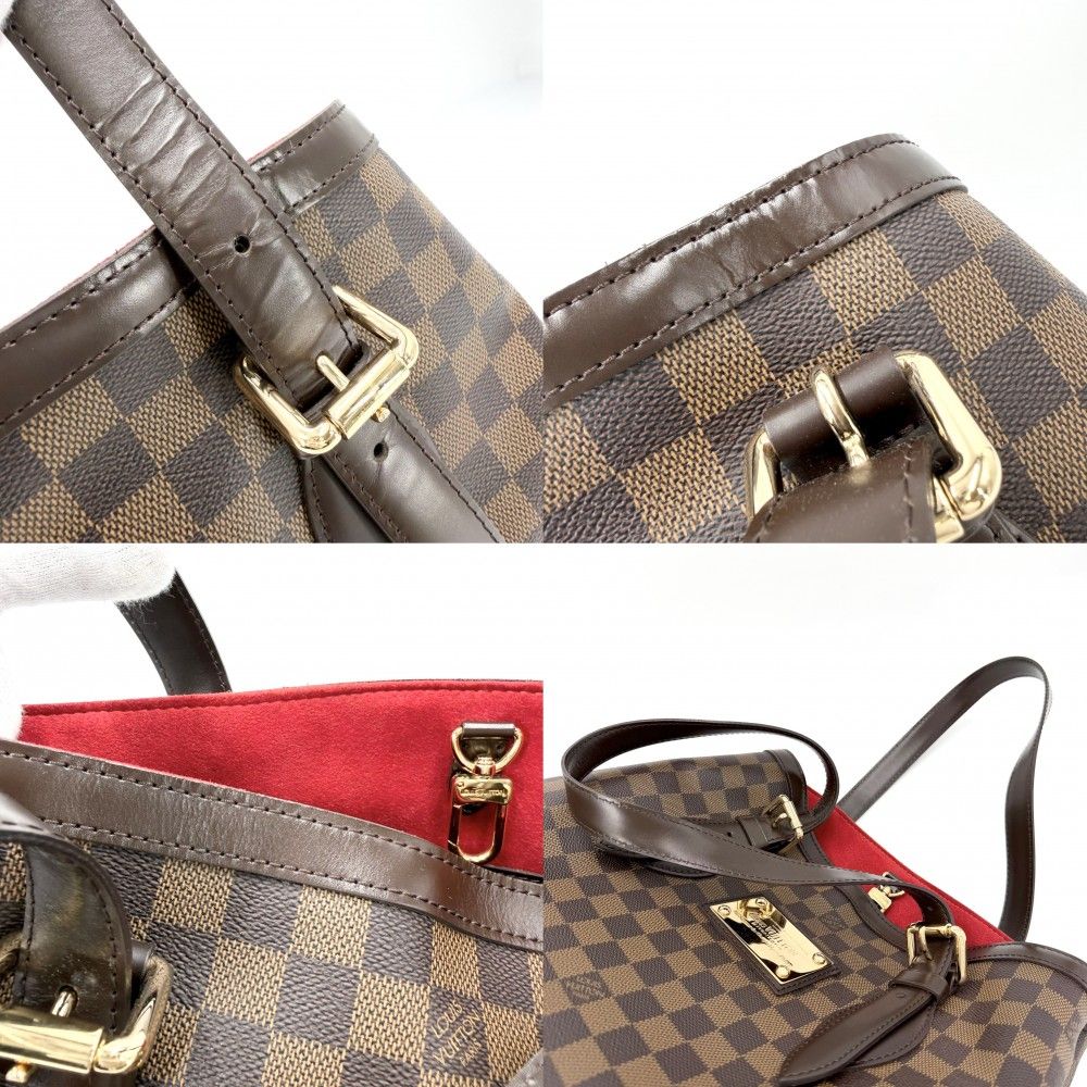 Louis Vuitton Tote Hampstead MM Handbag Shoulder Damier Canvas Brown Gold — view 8